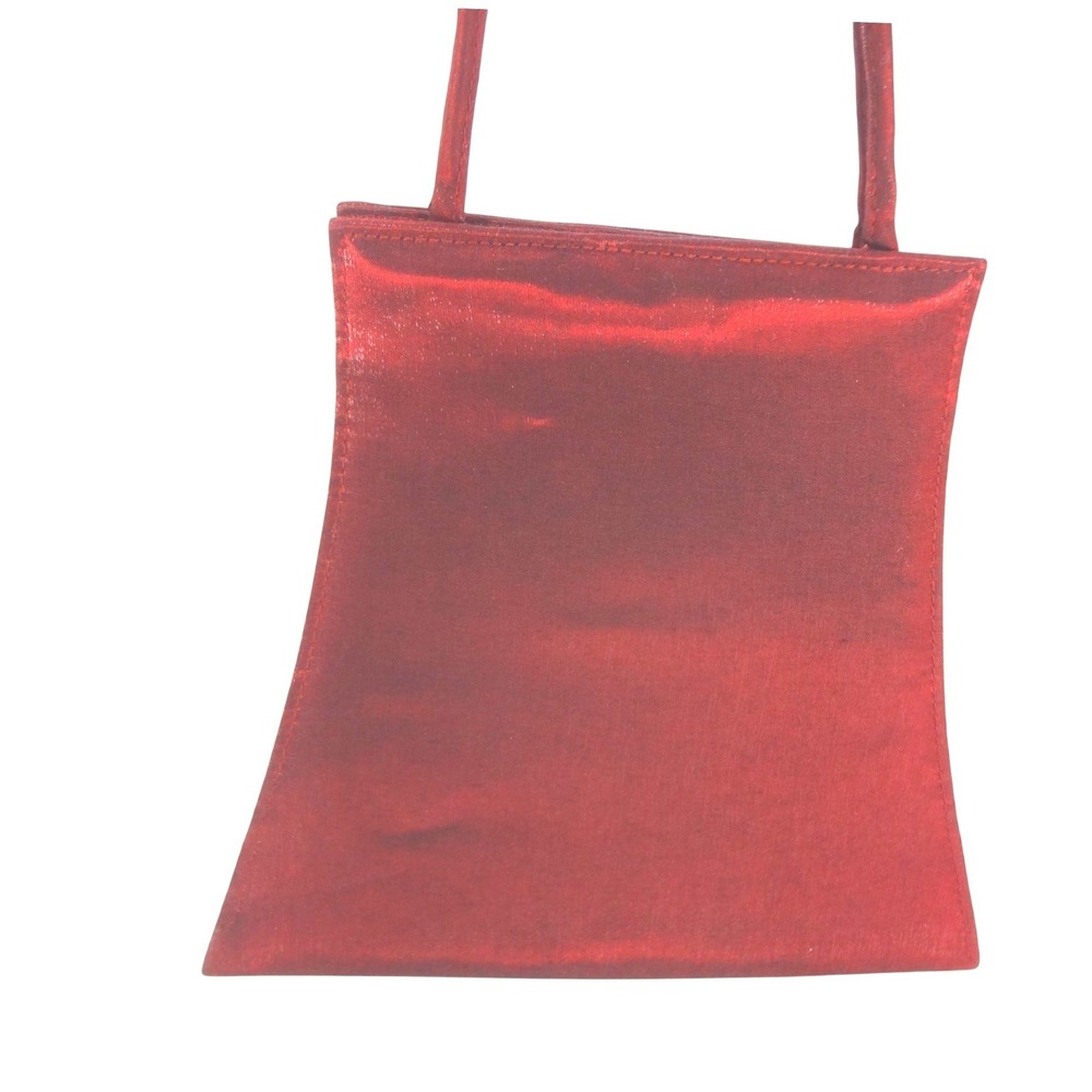 Sasha Evening Bag Small Red Excellent Shimmering Trapezoid Braided Strap
